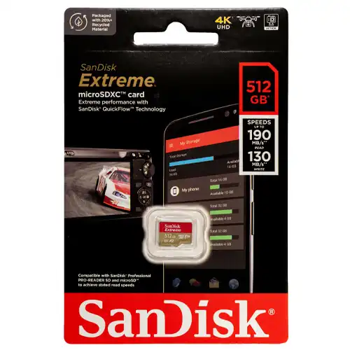 SanDisk Extreme 512GB 190mbps microSDXC UHS-I Memory Card (SDSQXAV-512G-GN6MN) — image 3 of 3