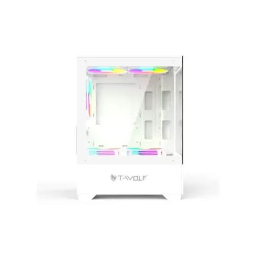 T-Wolf Ice Cooler X5 ARGB M-ATX Mid Tower Gaming Casing White — image 4 of 6