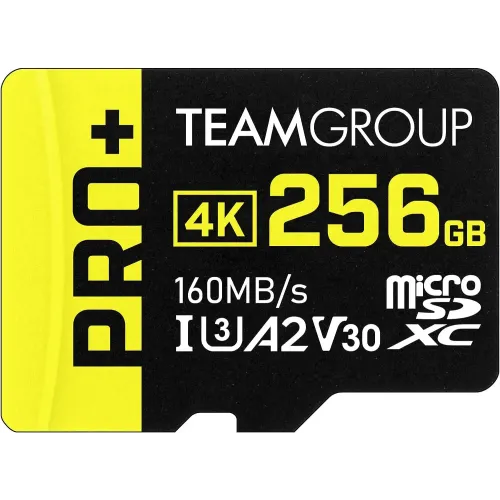 TEAM A2 PRO+ 256GB MicroSDXC UHS-I U3 V30 Memory Card with Adapter — image 2 of 3