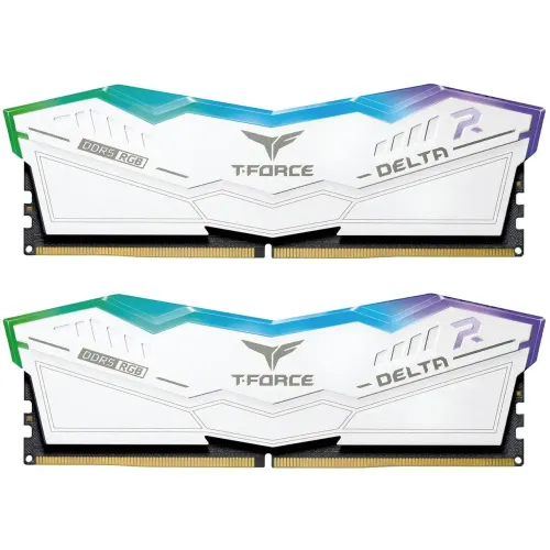 TEAM Delta RGB 48GB (24x2) DDR5 7600MHz Gaming Desktop RAM White