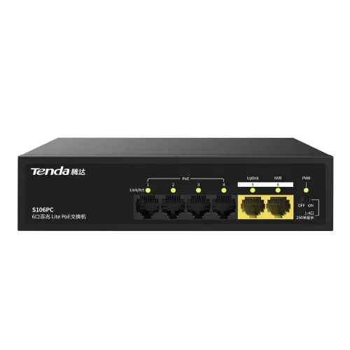 Tenda S106PC 6-Port 100M Unmanaged PoE Switch — image 2 of 3