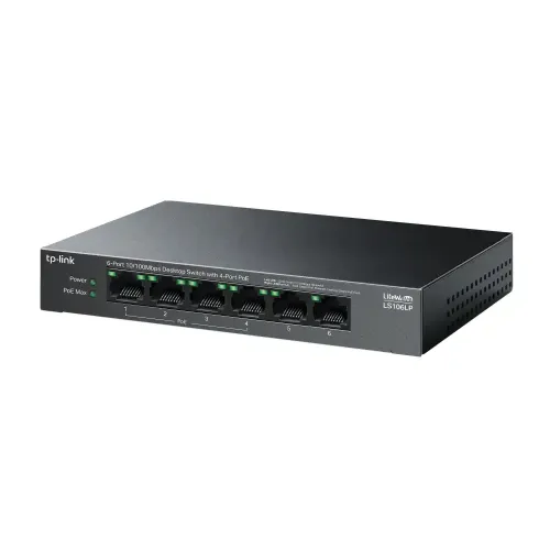 TP-Link LS106LP 6-Port 10/100Mbps Desktop Switch with 4-Port PoE — image 2 of 3