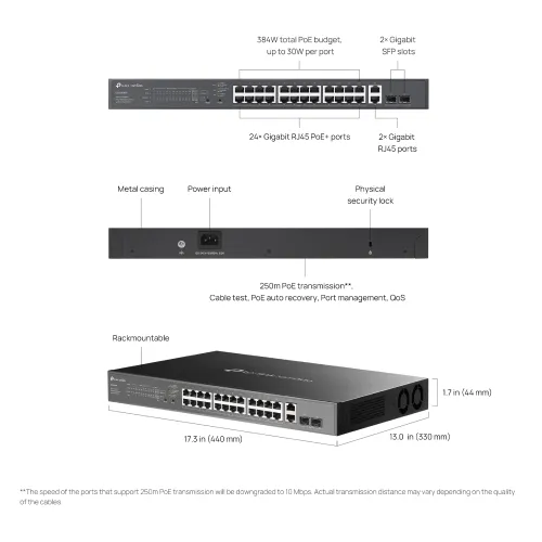 TP-Link Omada ES228GMP 28-Port Gigabit PoE+ Easy Managed Switch With 2 SFP Port — image 6 of 6