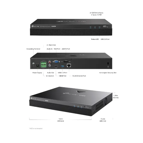 TP-Link VIGI NVR2016H 16-Channel 4K Network Video Recorder (NVR) — image 4 of 4