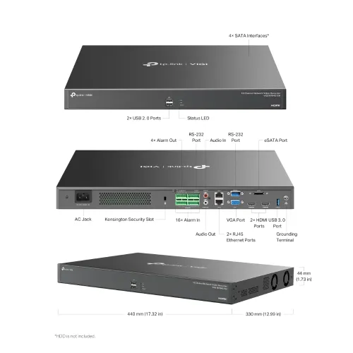 TP-Link VIGI NVR4016H 16-Channel 4K Network Video Recorder (NVR) — image 4 of 4