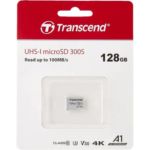 Transcend 128GB MicroSDXC/SDHC 300S Class 10 Memory Card (TS128GUSD300S) — image 3 of 3