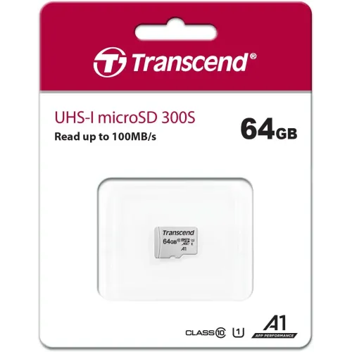 Transcend 64GB MicroSDXC/SDHC 300S Class 10 Memory Card (TS64GUSD300S) — image 2 of 2