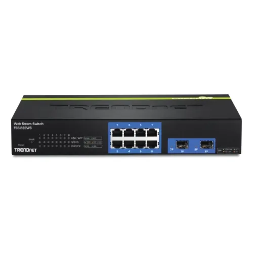 TRENDnet TEG-082WS 8-Port Web Smart Gigabit Switch With 2x SFP Ports — image 2 of 3
