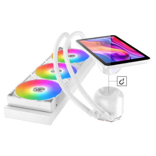 Xigmatek Connect Pro 360 Arctic ARGB Liquid CPU Cooler with 7″ Multi Display — image 2 of 5