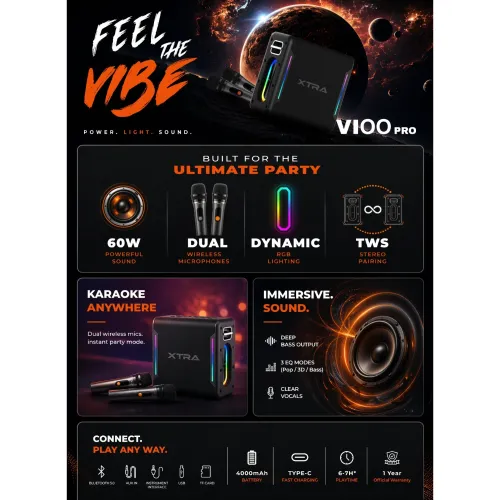 XTRA V100 Pro Bluetooth Karaoke Speaker — image 4 of 4