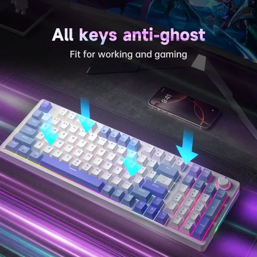 Zifriend AG98 Hot-Swappable Rainbow Backlit Mechanical Keyboard — image 2 of 3