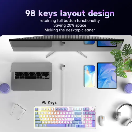 Zifriend AG98 Hot-Swappable Rainbow Backlit Mechanical Keyboard — image 3 of 3