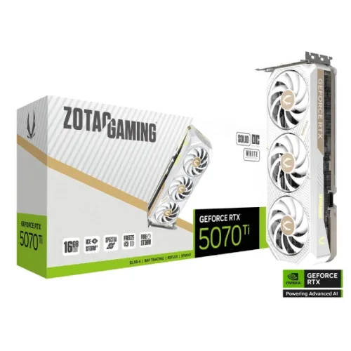 ZOTAC GAMING GeForce RTX 5070 Ti SOLID CORE OC White Edition 16GB GDDR7 Graphics Card