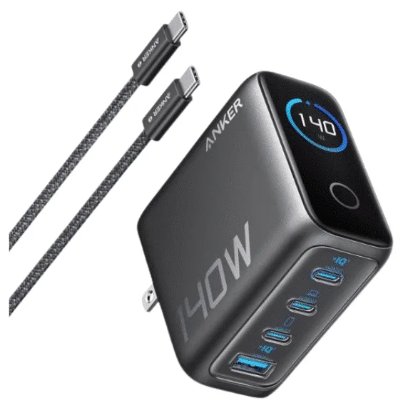 Anker 140W 4-Port PD 3.1 GaN Charger with 2.26″ Real-Time Display