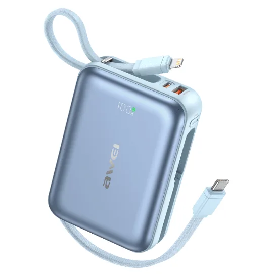 AWEI C03 20000mAh 45W Fast Charging Power Bank with Built-in Cables — image 3 of 4