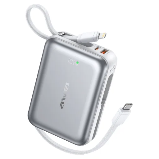 AWEI C03 20000mAh 45W Fast Charging Power Bank with Built-in Cables — image 4 of 4