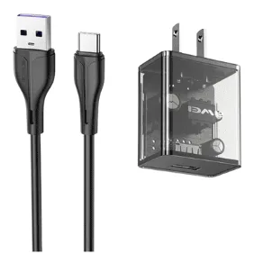 Awei C11T Fast Charging Transparent Adapter with Type-C Cable