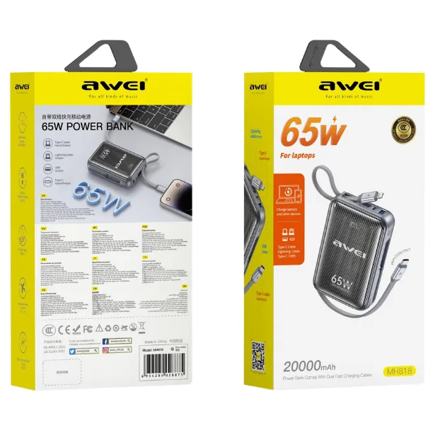 AWEI MH818 65W 20000mAh Power Bank — image 2 of 2