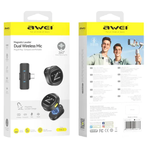 AWEI MK3 Magnetic Lavalier Dual Wireless Microphone System — image 2 of 2