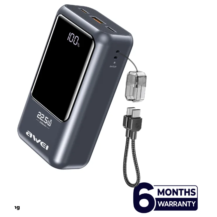 Awei PA-100 Digital Display 20000mAH 22.5W Fast Charging Powerbank — image 3 of 4