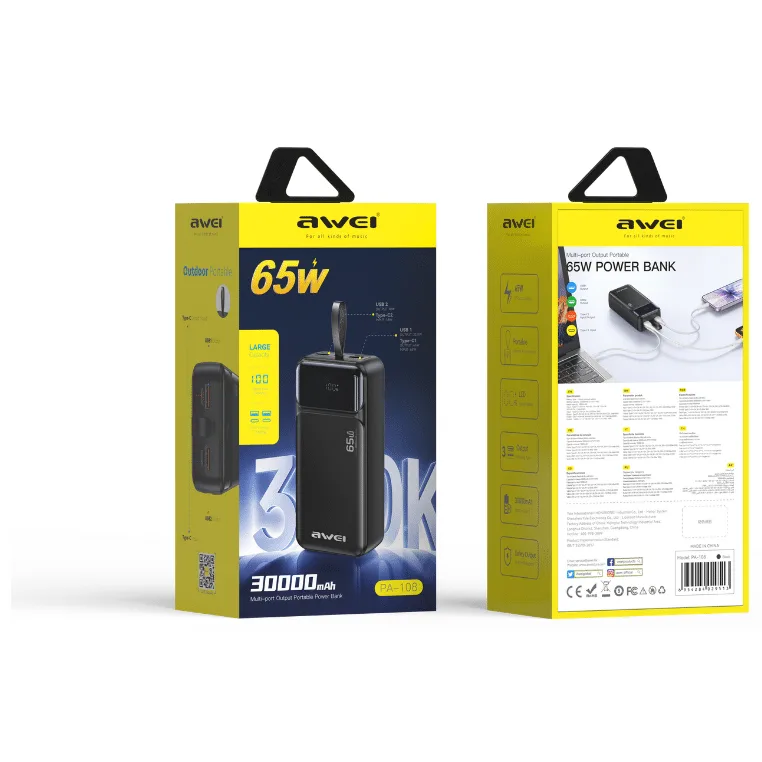 AWEI PA-108 65W 30000mAh Power Bank — image 2 of 2