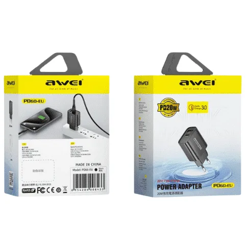 Awei PD60 PD61 20W Power Adapter Fast Charging