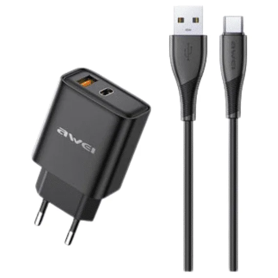 Awei PD81T-EU 22.5W GaN Fast Charger with Integrated USB-C Cable