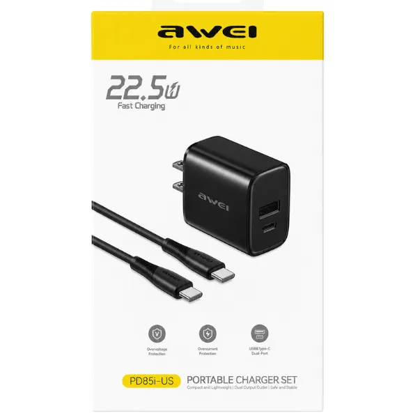 Awei PD85i-US Portable Charger Set: 22.5W Fast Charging