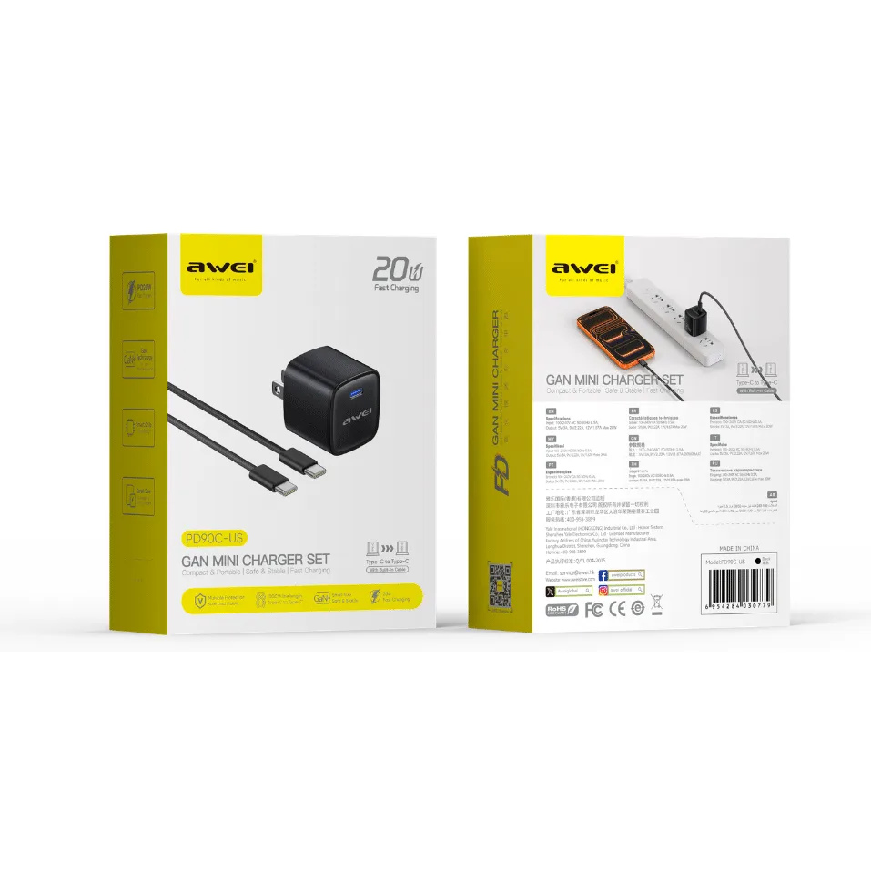Awei PD90C-US 20W GaN Mini Charger Set — image 2 of 2