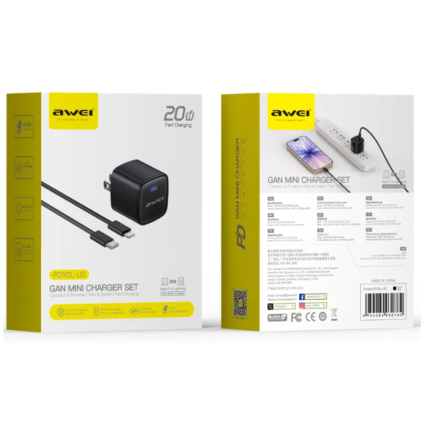Awei PD90L-US 20W GaN Mini Charger Set — image 2 of 2