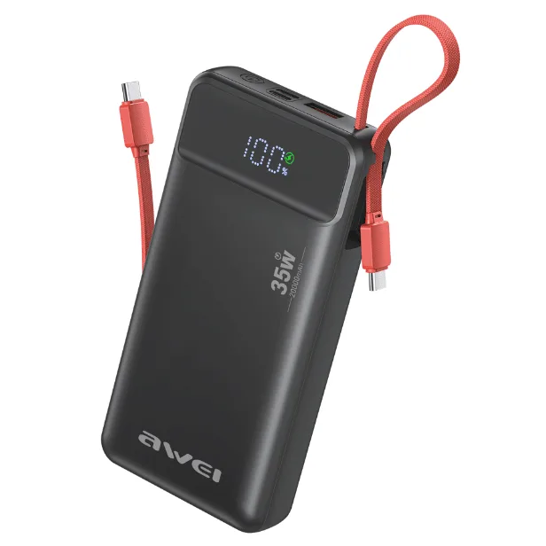 AWEI S22-35W 20000mAh Power Bank with Built-in Cable