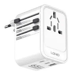 LDNIO 65W GAN 2PD+QC 3.0 Travel Converter Adapter