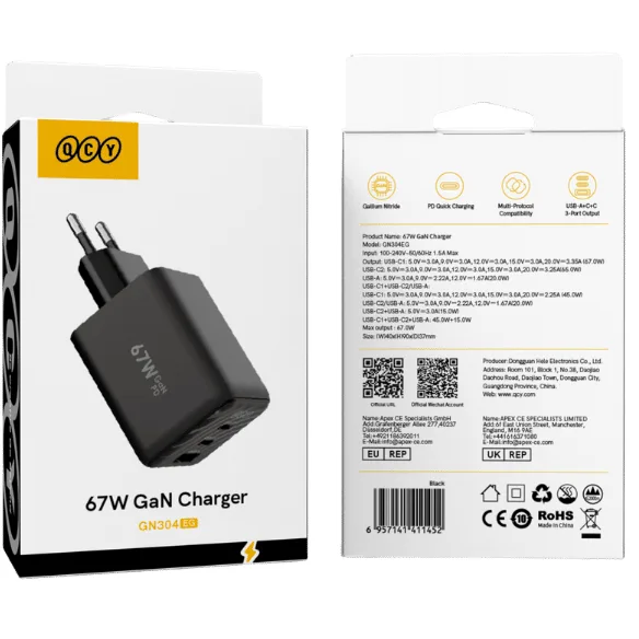 QCY 67W GaN Charger (GN304EG)