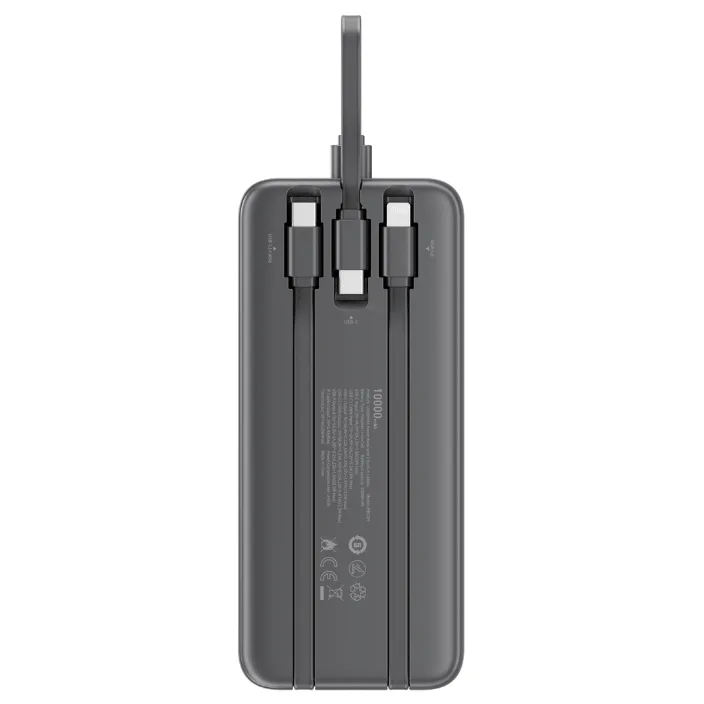 QCY Pulse PB10H 10000mAh Power Bank with 3 Built-in Cables — image 2 of 5