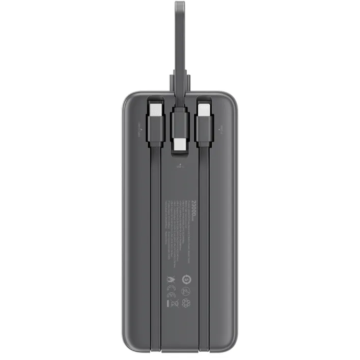 QCY Pulse PB20D 20000mAh Power Bank with 3 Built-in Cables — image 2 of 6