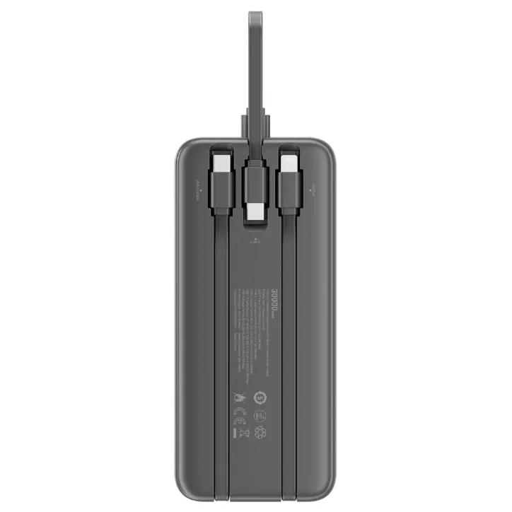 QCY Pulse PB30B 30000mAh Power Bank with 3 Built-in Cables — image 3 of 7